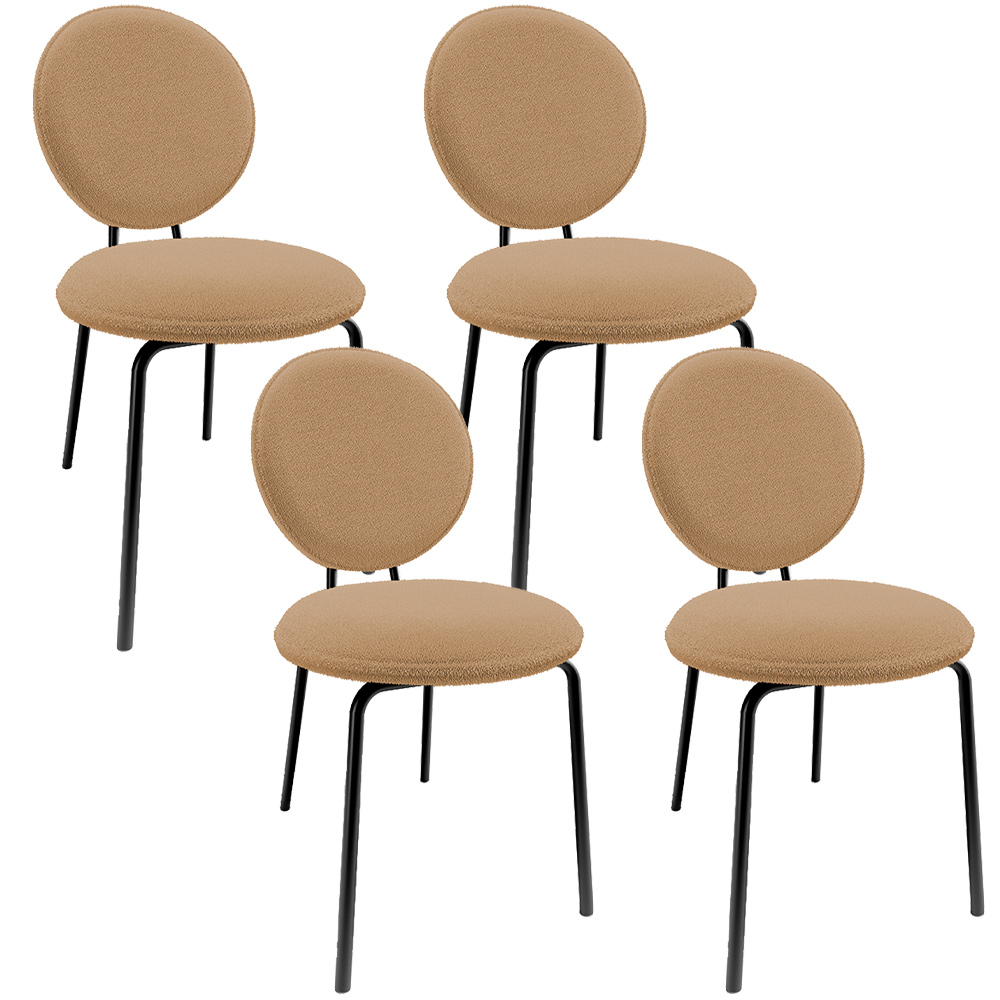 Kit 04 Cadeiras Para Sala de Jantar Cozinha Évora L02 Bouclê Mostarda - Lyam