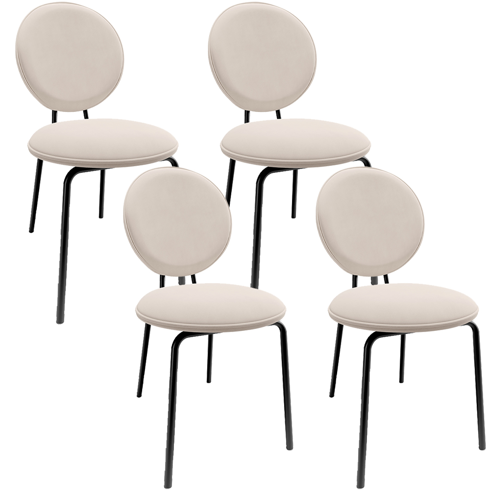 Kit 04 Cadeiras Para Sala de Jantar Cozinha Évora L02 Suede Bege - Lyam