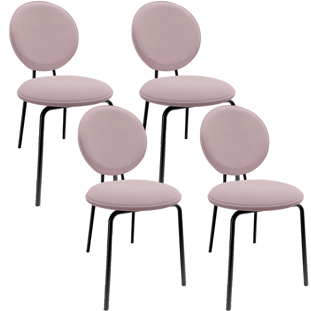 Kit 04 Cadeiras Para Sala de Jantar Cozinha Évora L02 Suede Rosê - Lyam