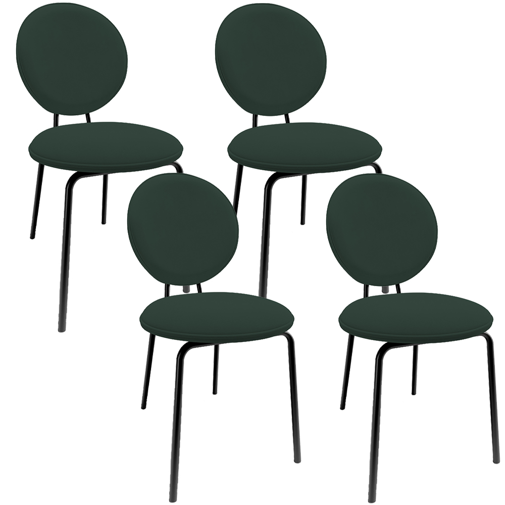 Kit 04 Cadeiras Para Sala de Jantar Cozinha Évora L02 Suede Verde Musgo - Lyam