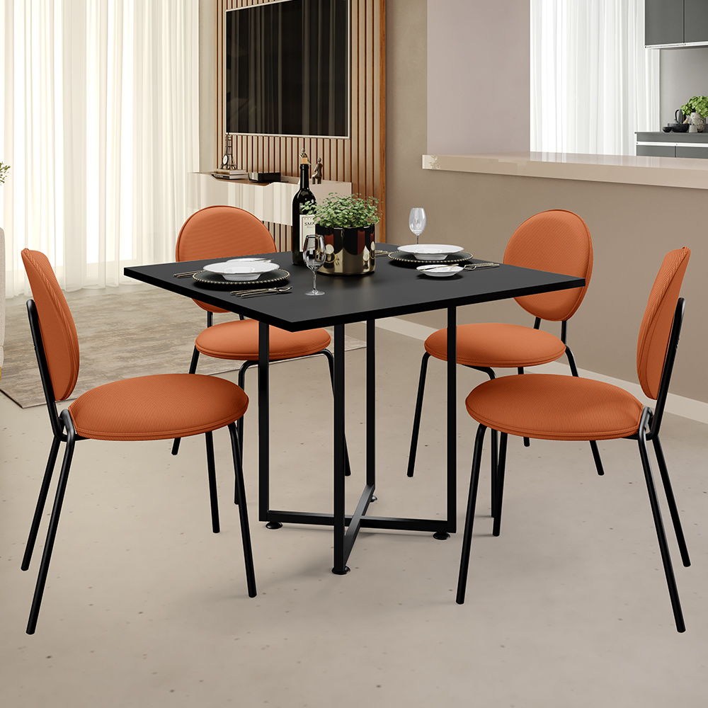 Kit 04 Cadeiras Para Sala de Jantar Cozinha Évora L02 Tecido Terracota - Lyam