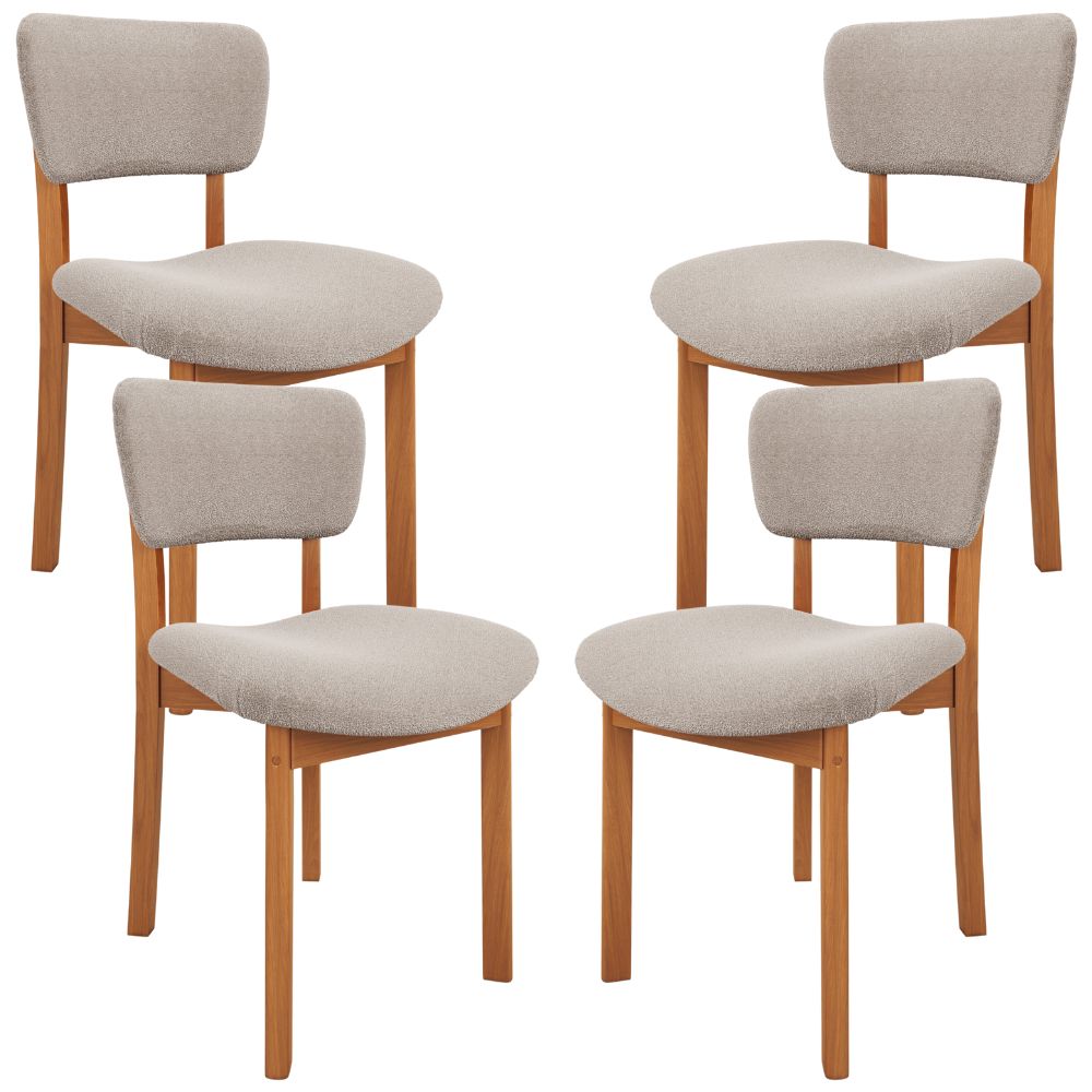 Kit 04 Cadeiras Para Sala de Jantar Cozinha Living Estofada Dara L02 Bouclê Creme - Lyam Decor