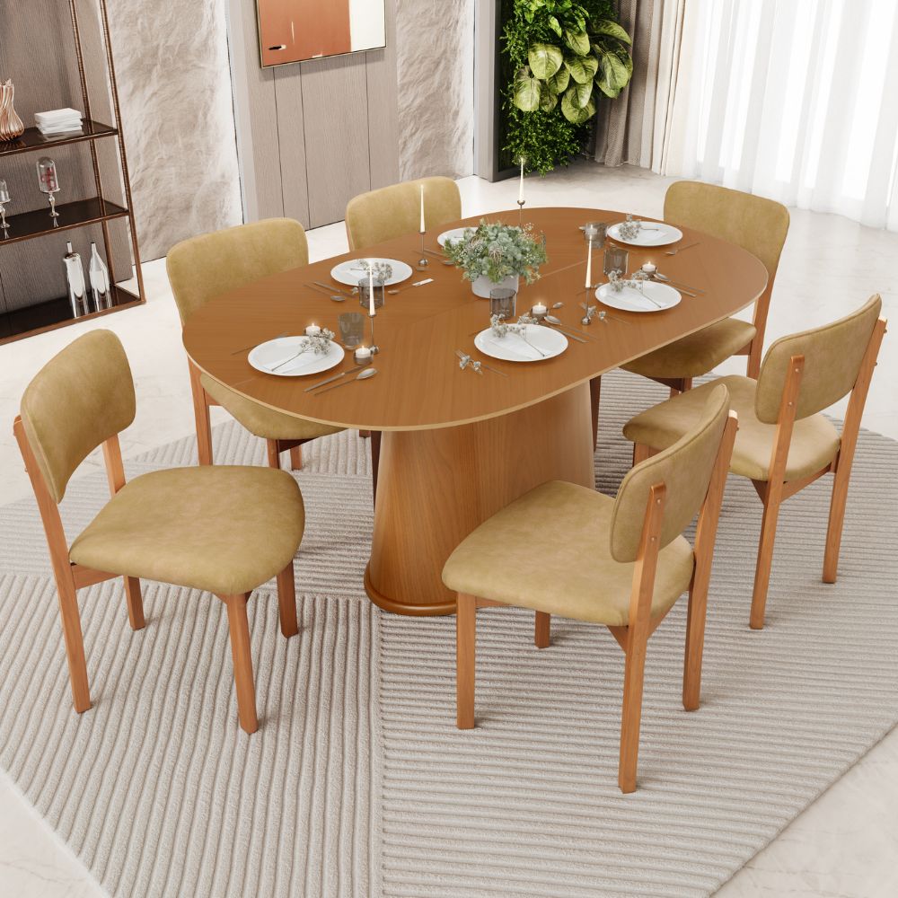 Kit 04 Cadeiras Para Sala de Jantar Cozinha Living Estofada Dara L02 Couríssimo Fendi - Lyam Decor