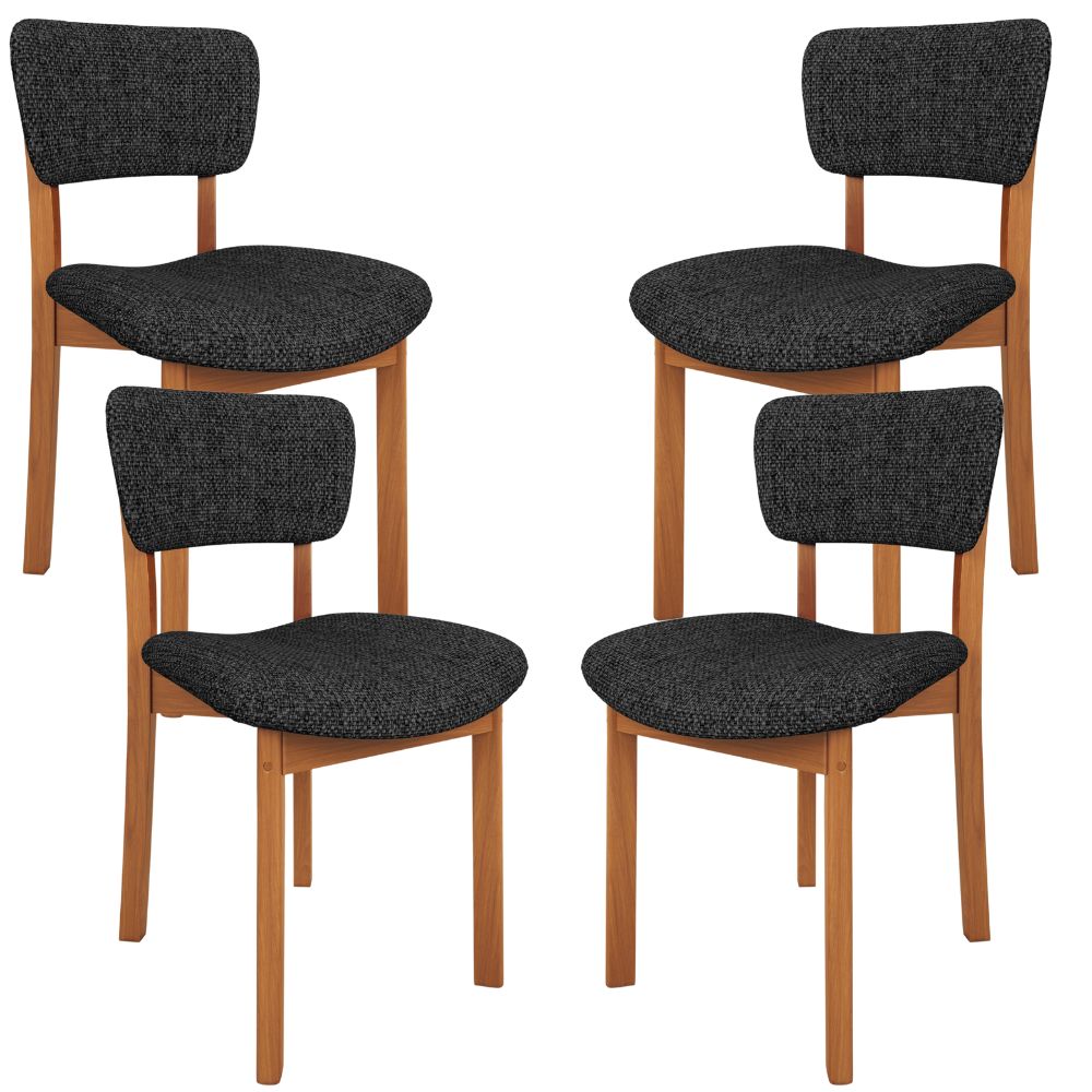 Kit 04 Cadeiras Para Sala de Jantar Cozinha Living Estofada Dara L02 Linho Chumbo - Lyam Decor