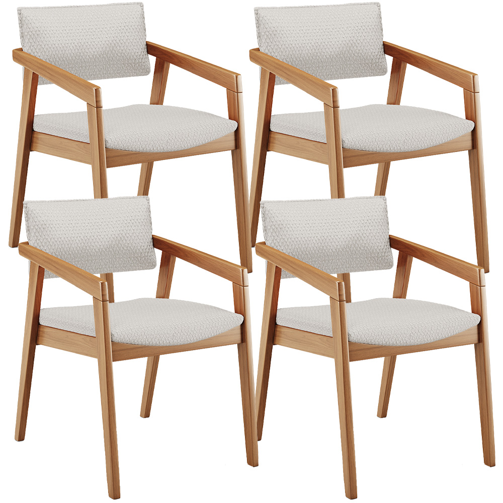 Kit 04 Cadeiras Para Sala de Jantar Estar Living Giorgia L02 Bouclê Cru - Lyam Decor