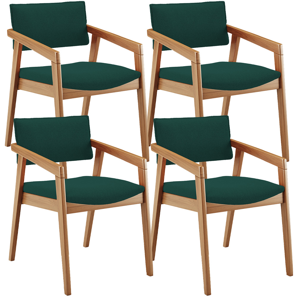 Kit 04 Cadeiras Para Sala de Jantar Estar Living Giorgia L02 Bouclê Verde - Lyam Decor
