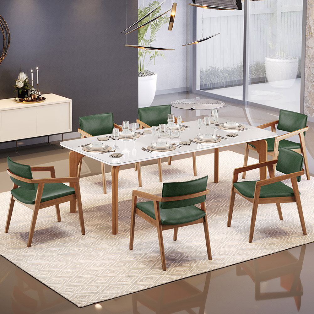 Kit 04 Cadeiras Para Sala de Jantar Estar Living Giorgia L02 Couríssimo Verde Musgo - Lyam Decor
