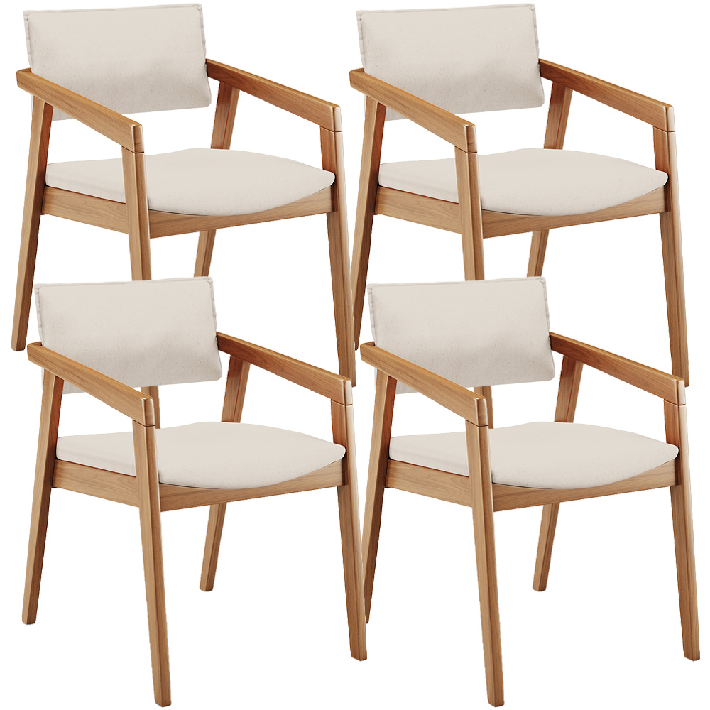 Kit 04 Cadeiras Para Sala de Jantar Estar Living Giorgia L02 Linho Cru - Lyam Decor