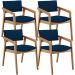 Kit 04 Cadeiras Para Sala de Jantar Estar Living Giorgia L02 Suede Azul Marinho - Lyam Decor