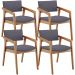 Kit 04 Cadeiras Para Sala de Jantar Estar Living Giorgia L02 Suede Cinza - Lyam Decor
