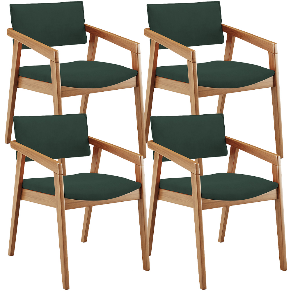 Kit 04 Cadeiras Para Sala de Jantar Estar Living Giorgia L02 Suede Verde Musgo - Lyam Decor