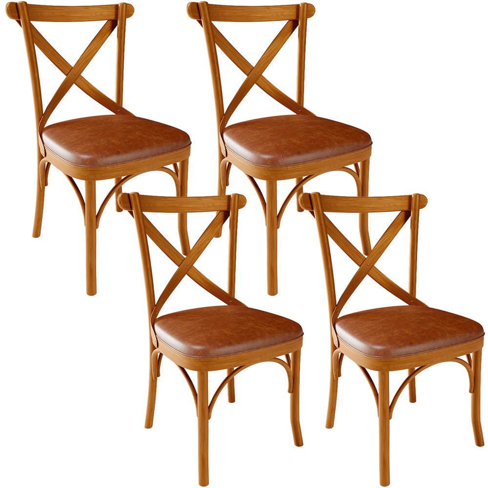Kit 04 Cadeiras Para Sala de Jantar e Estar Living Estofada Ávila L02 Couríssimo Camel - Lyam
