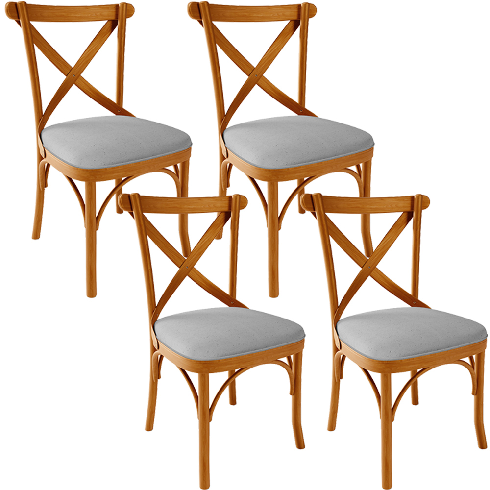 Kit 04 Cadeiras Para Sala de Jantar e Estar Living Estofada Ávila L02 Linho Cinza - Lyam