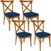 Kit 04 Cadeiras Para Sala de Jantar e Estar Living Estofada Ávila L02 Suede Azul Marinho - Lyam