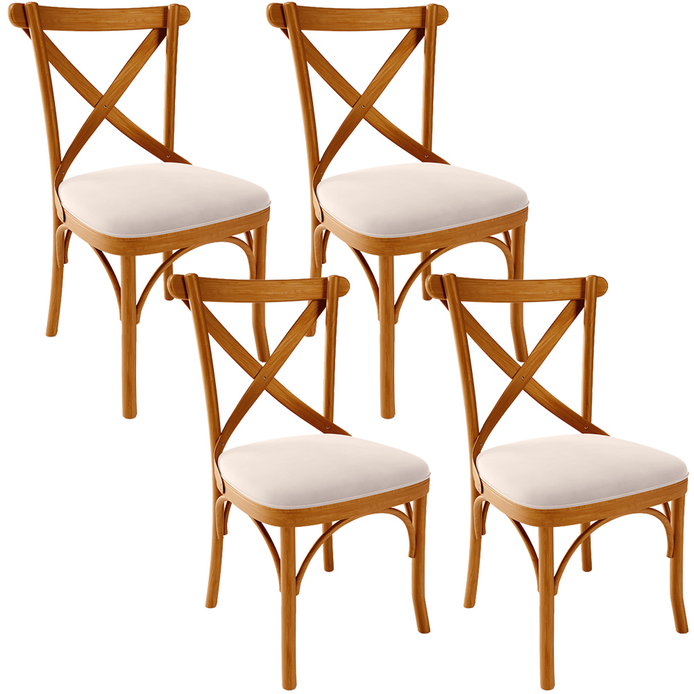 Kit 04 Cadeiras Para Sala de Jantar e Estar Living Estofada Ávila L02 Suede Bege - Lyam