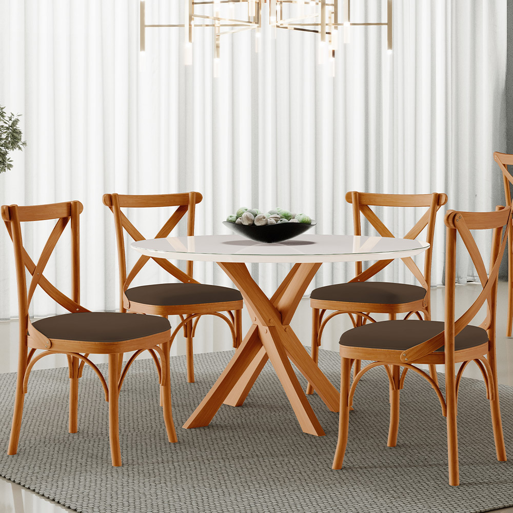 Kit 04 Cadeiras Para Sala de Jantar e Estar Living Estofada Ávila L02 Suede Marrom - Lyam