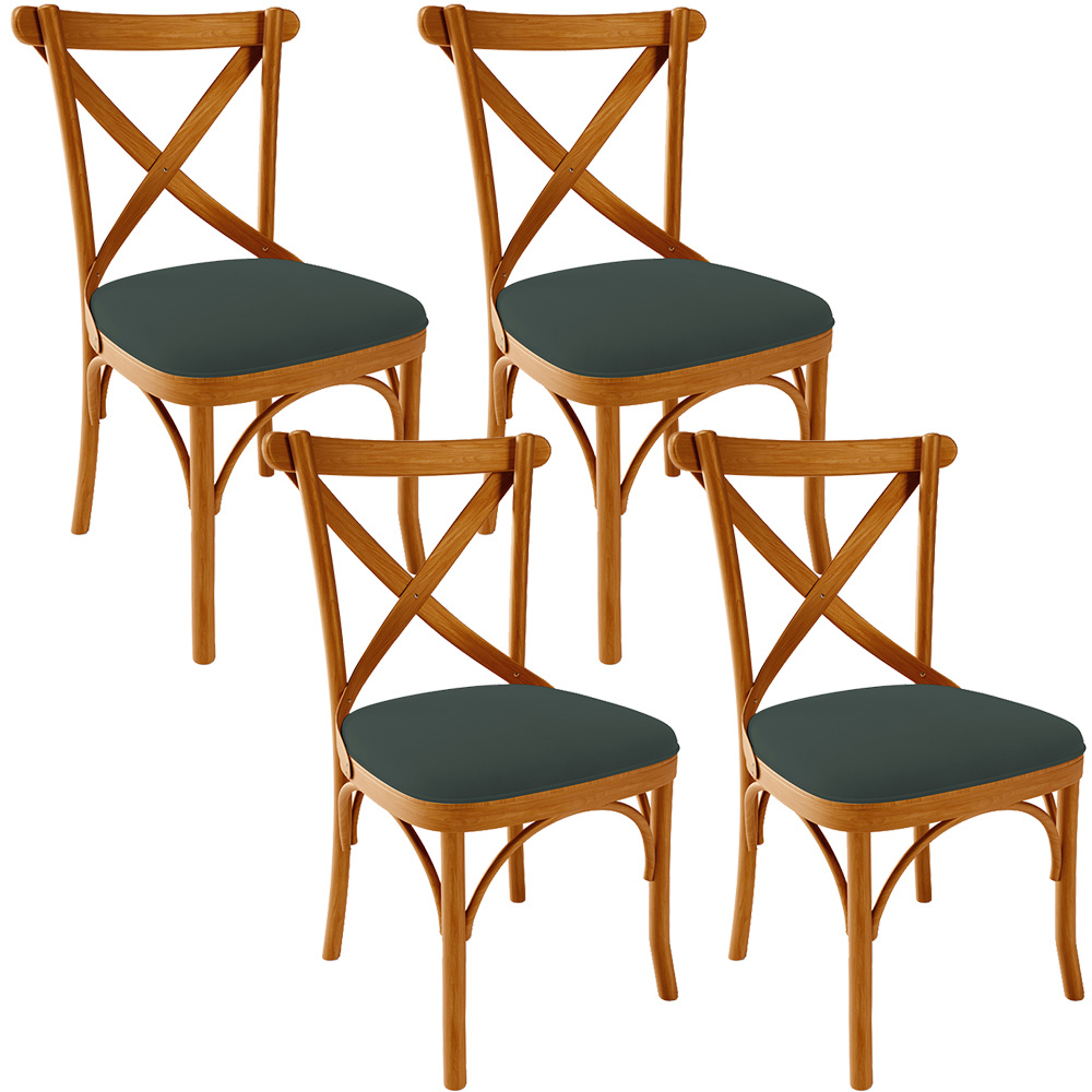 Kit 04 Cadeiras Para Sala de Jantar e Estar Living Estofada Ávila L02 Suede Verde Musgo - Lyam