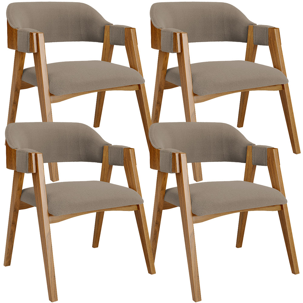 Kit 04 Cadeiras Para Sala de Jantar e Estar Living Estofada Suran L02 Bouclê Bege - Lyam