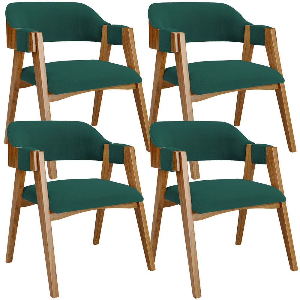 Kit 04 Cadeiras Para Sala de Jantar e Estar Living Estofada Suran L02 Bouclê Verde - Lyam