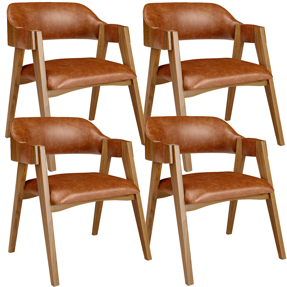 Kit 04 Cadeiras Para Sala de Jantar e Estar Living Estofada Suran L02 Couríssimo Camel - Lyam