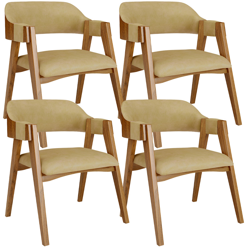 Kit 04 Cadeiras Para Sala de Jantar e Estar Living Estofada Suran L02 Couríssimo Fendi - Lyam