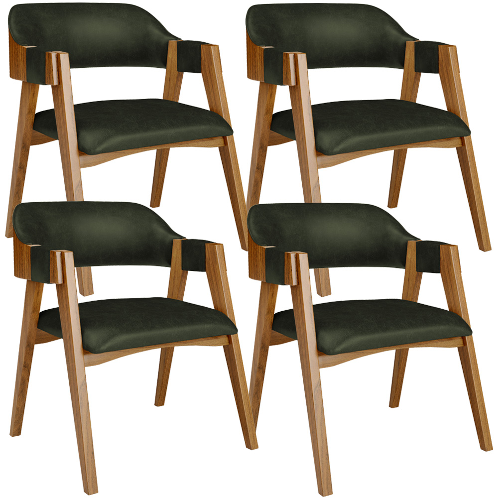Kit 04 Cadeiras Para Sala de Jantar e Estar Living Estofada Suran L02 Couríssimo Verde Musgo - Lyam
