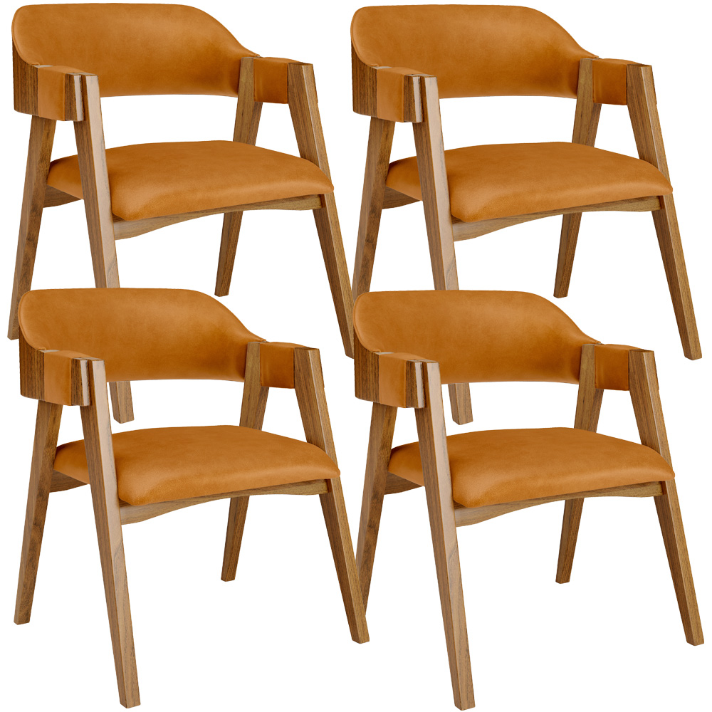 Kit 04 Cadeiras Para Sala de Jantar e Estar Living Estofada Suran L02 Couríssimo Whisky - Lyam