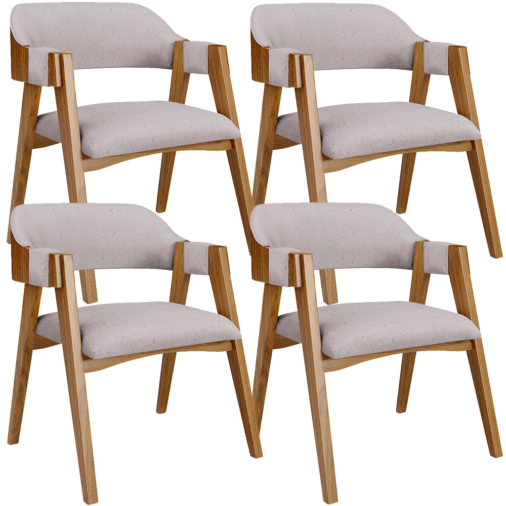 Kit 04 Cadeiras Para Sala de Jantar e Estar Living Estofada Suran L02 Linho Bege - Lyam