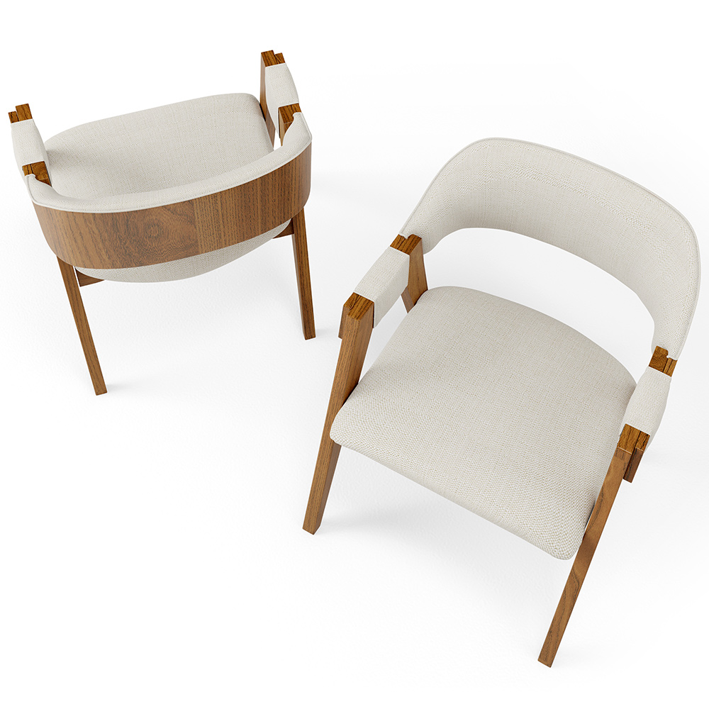 Kit 04 Cadeiras Para Sala de Jantar e Estar Living Estofada Suran L02 Linho Champagne - Lyam