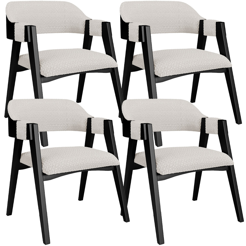 Kit 04 Cadeiras Para Sala de Jantar e Estar Living Estofada Suran L02 Preto Bouclê Cru - Lyam