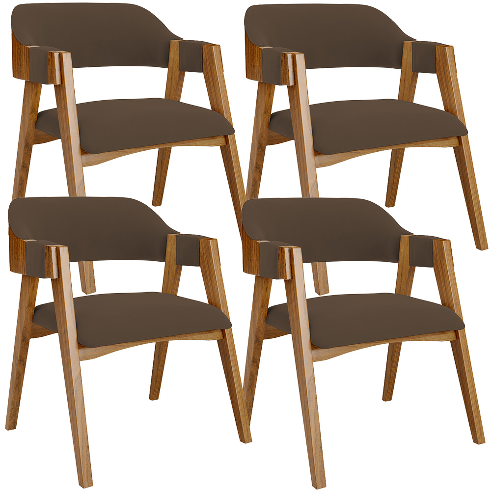 Kit 04 Cadeiras Para Sala de Jantar e Estar Living Estofada Suran L02 Suede Marrom - Lyam