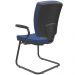 Kit 04 Cadeiras de Escritório Fixa Executiva Office Preto Slim Alta Flexi P03 Vinil Azul - Lyam