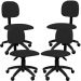Kit 04 Cadeiras de Escritório Giratória Executiva Ergonômica Economy M02 Corano Preto - Lyam Decor
