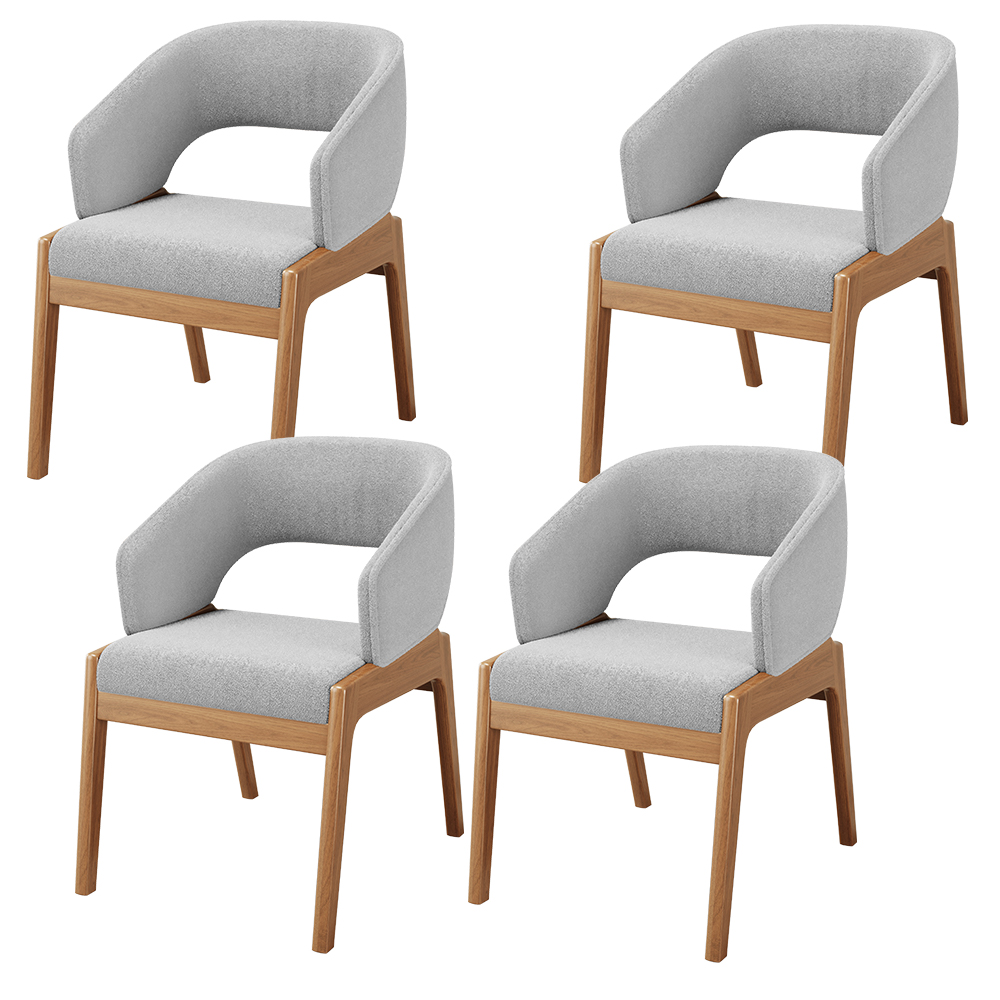 Kit 04 Cadeiras de Jantar e Estar Living Estofada Lince L02 Bouclê Cinza - Lyam Decor