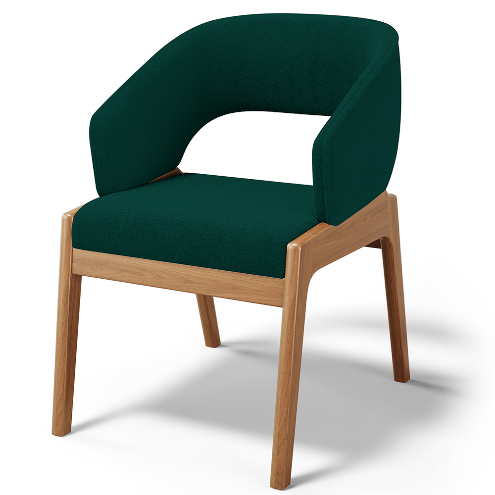 Kit 04 Cadeiras de Jantar e Estar Living Estofada Lince L02 Bouclê Verde - Lyam Decor