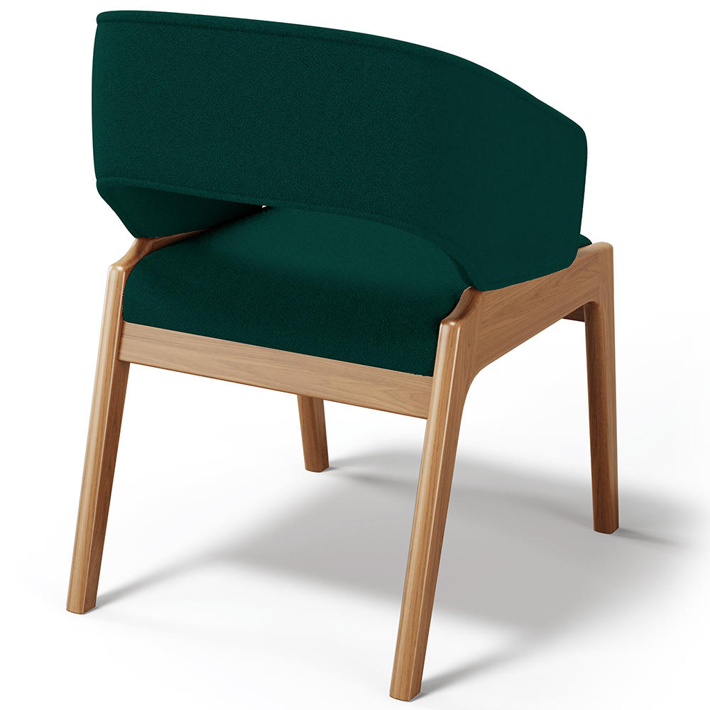 Kit 04 Cadeiras de Jantar e Estar Living Estofada Lince L02 Bouclê Verde - Lyam Decor