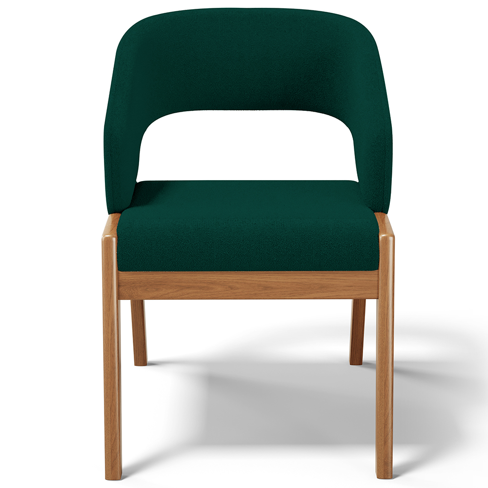 Kit 04 Cadeiras de Jantar e Estar Living Estofada Lince L02 Bouclê Verde - Lyam Decor