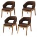 Kit 04 Cadeiras de Jantar e Estar Living Estofada Lince L02 Couríssimo Marrom - Lyam Decor