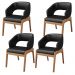 Kit 04 Cadeiras de Jantar e Estar Living Estofada Lince L02 Couríssimo Preto - Lyam Decor