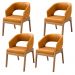 Kit 04 Cadeiras de Jantar e Estar Living Estofada Lince L02 Couríssimo Whisky - Lyam Decor