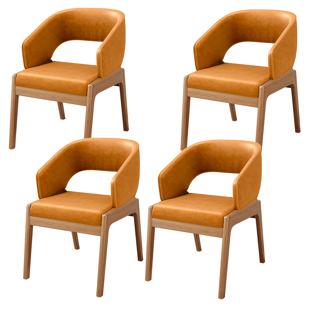 Kit 04 Cadeiras de Jantar e Estar Living Estofada Lince L02 Couríssimo Whisky - Lyam Decor