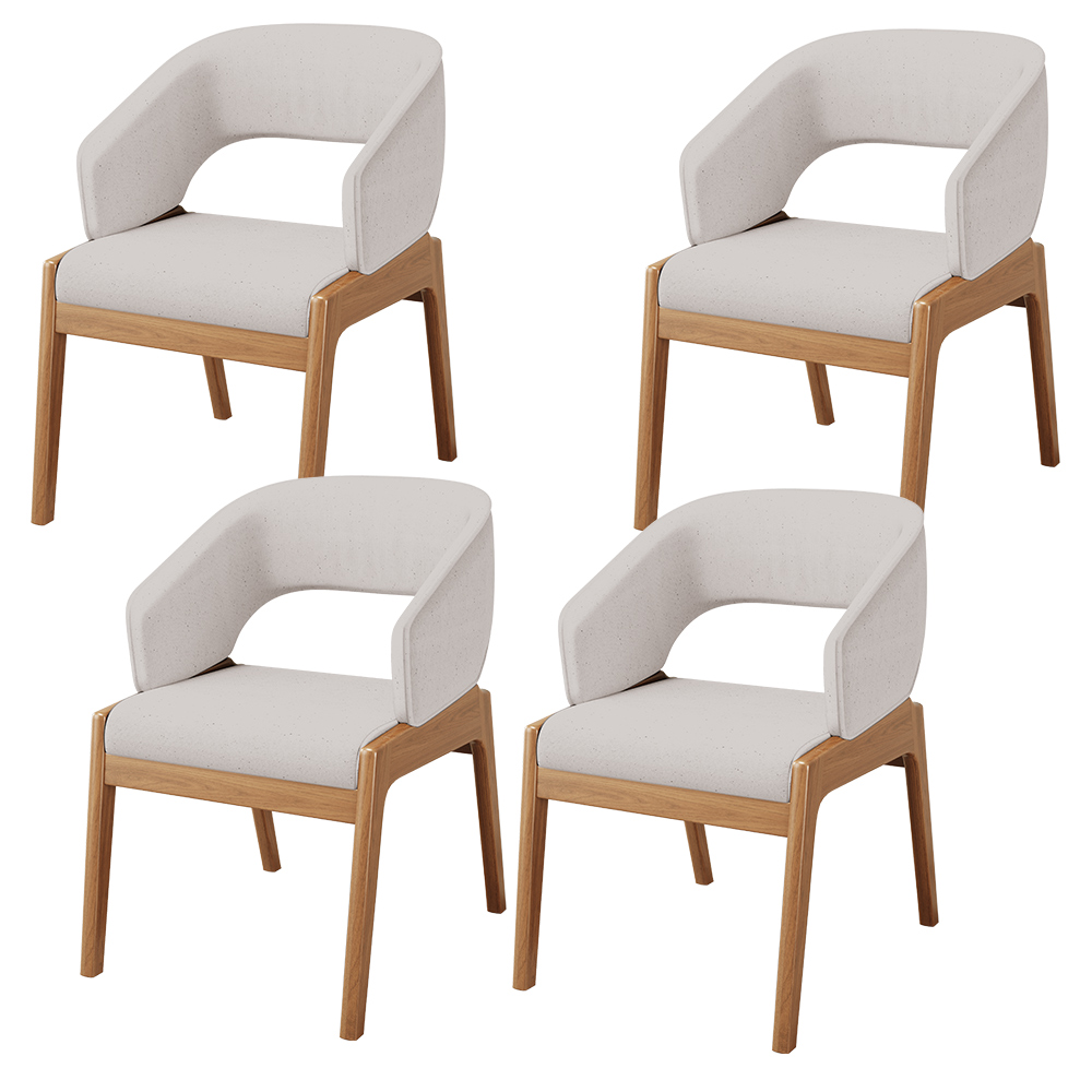 Kit 04 Cadeiras de Jantar e Estar Living Estofada Lince L02 Linho Bege - Lyam Decor