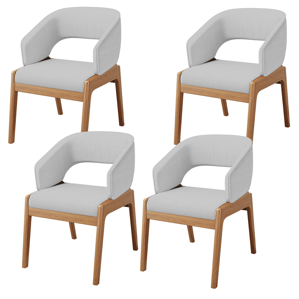 Kit 04 Cadeiras de Jantar e Estar Living Estofada Lince L02 Linho Cinza - Lyam Decor