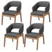 Kit 04 Cadeiras de Jantar e Estar Living Estofada Lince L02 Linho Cinza Escuro - Lyam Decor