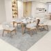 Kit 04 Cadeiras de Jantar e Estar Living Estofada Lince L02 Linho Cru - Lyam Decor