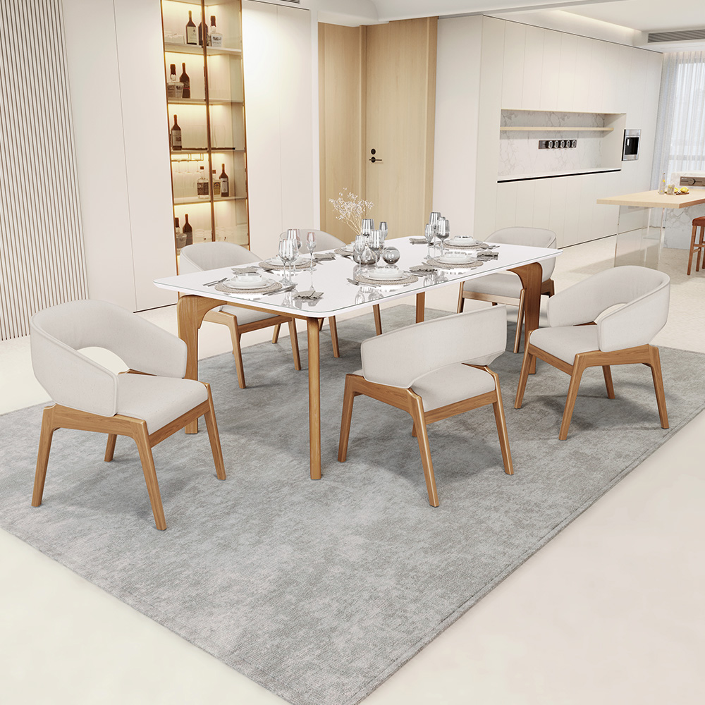 Kit 04 Cadeiras de Jantar e Estar Living Estofada Lince L02 Linho Cru - Lyam Decor