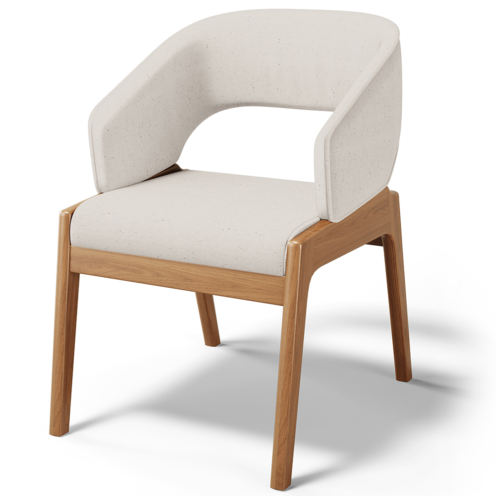 Kit 04 Cadeiras de Jantar e Estar Living Estofada Lince L02 Linho Cru - Lyam Decor