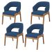 Kit 04 Cadeiras de Jantar e Estar Living Estofada Lince L02 Suede Azul Marinho - Lyam Decor