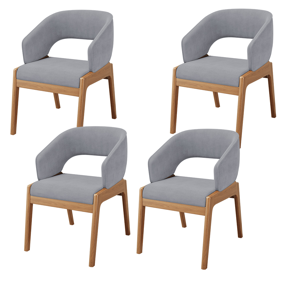 Kit 04 Cadeiras de Jantar e Estar Living Estofada Lince L02 Suede Cinza - Lyam Decor