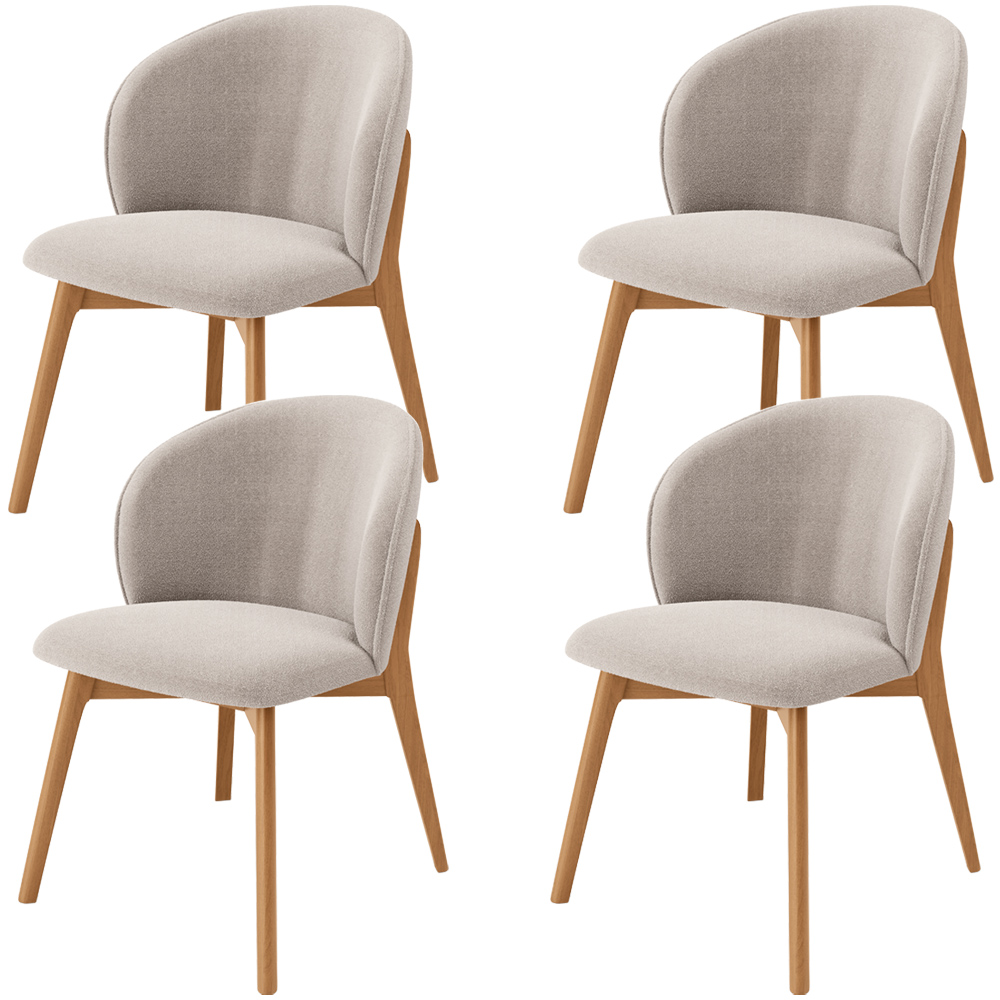 Kit 04 Cadeiras de Jantar e Estar Living Estofada Mia L02 Bouclê Bege - Lyam Decor